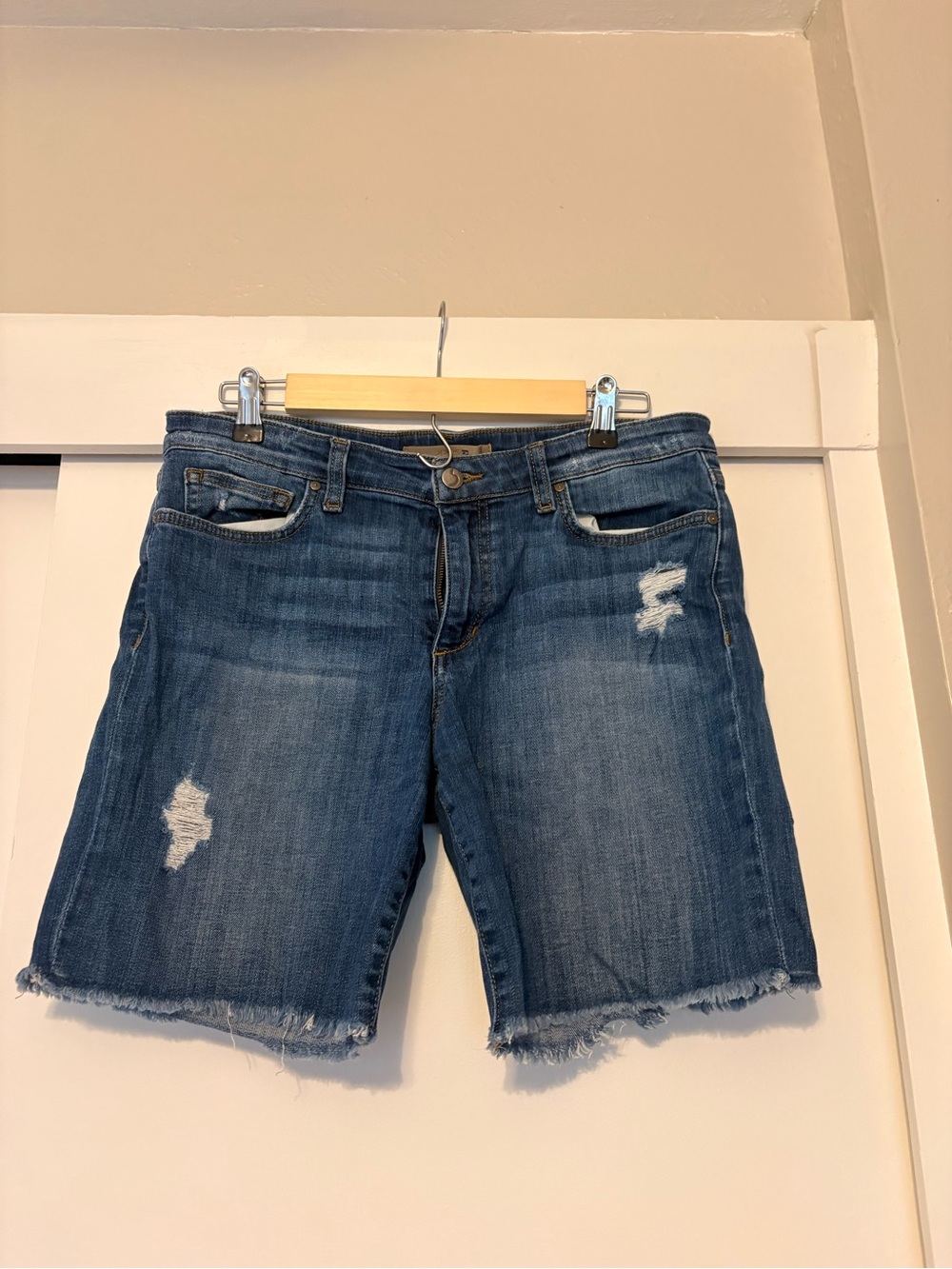 Joe's Jeans Distressed Dark Blue Denim Bermuda Shorts